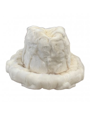 Kashani Men's White Diamond Cut Full Mink Fur Top Hat pour bénéficier 