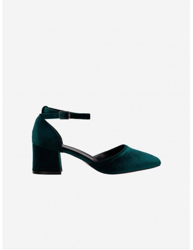 Marcelle Vegan Velvet Low Heels | Emerald Green Venez découvrir notre 