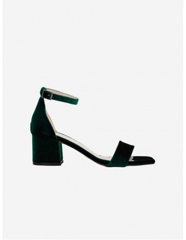 Iva Vegan Velvet Low Heel Sandals | Green ouvre sa boutique