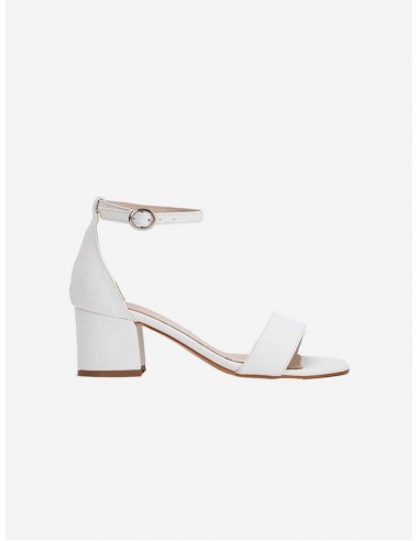 Hera Vegan Leather Ribbon Heeled Wedding Sandals | White les ligaments