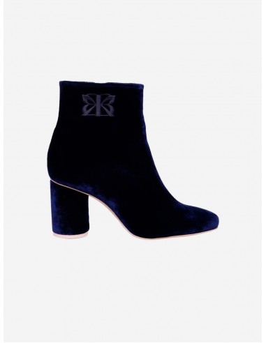 6pm Expo at the Gallery Vegan Velvet Heeled Boots | Midnight Blue votre