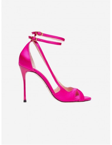 2am Dancing in the Club Fuchsia Vegan Strappy Heels | Recycled Satin pas cheres