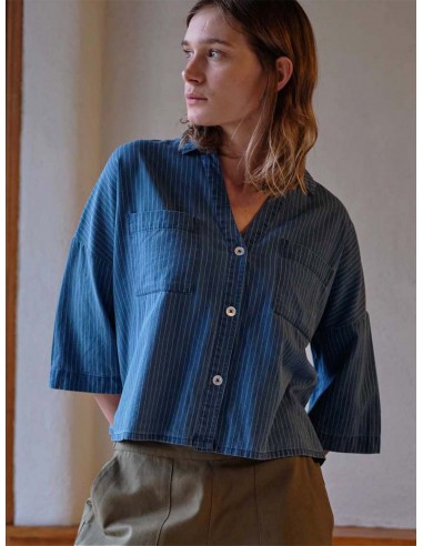 Ava Cotton Oversized Blouse | Denim Stripe Comparez plus de prix