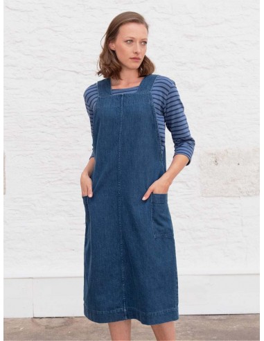 Caro Cotton Pinafore Dress | Denim Fin de série