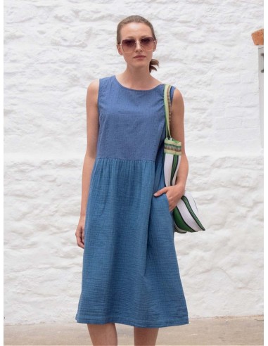 Elaine Cotton Day Dress | Med Blue Les êtres humains sont 