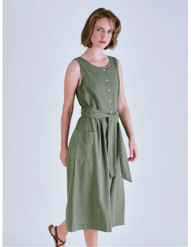 Margot Cotton & Linen Sleeveless Dress | Olive Jusqu'à 80% De Réduction