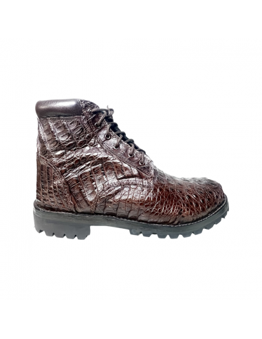 Safari Chocolate Brown All-Over Horn-back Combat Boots Comparez et commandez 