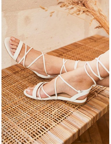 Nasturtium Vegan Leather Ankle Wrap Sandals | Ecru votre restaurant rapide dans 