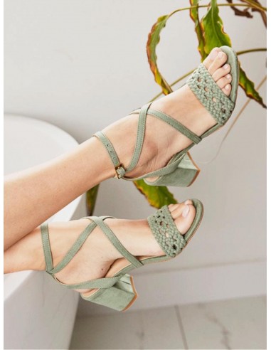 Nymphea Vegan Suede Heeled Sandals | Sage livraison et retour toujours gratuits