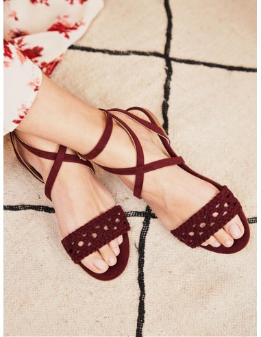 Dahlia Vegan Suede Braided Sandals | Bordeaux acheter en ligne