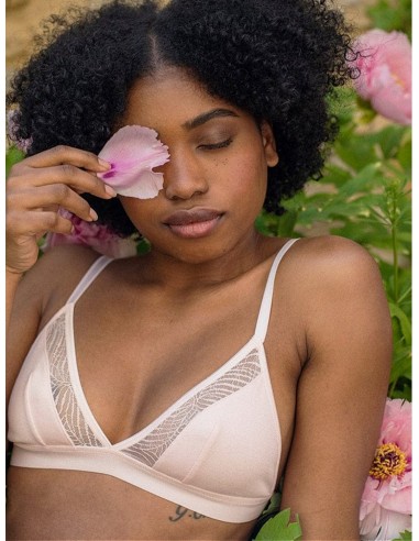 Savannah Organic Cotton & Lace Triangle Bra | Pale Pink Profitez des Offres !