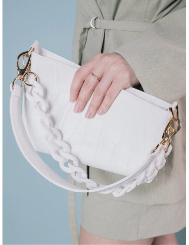 Corn Leather Vegan Baguette Bag | White Croco de la marque