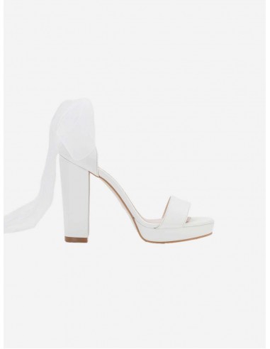 Daphne Organza Ribbon Platform Wedding Sandals | White livraison et retour toujours gratuits