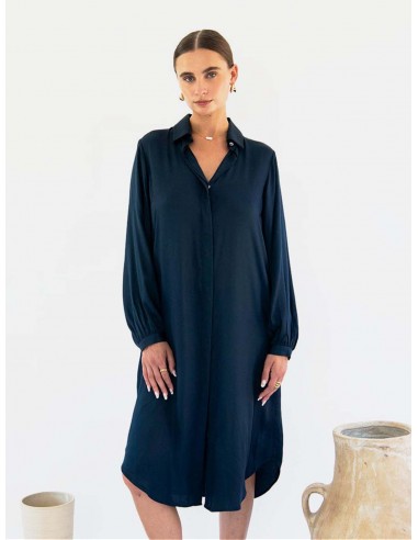 Stella Satin TENCEL™ Shirt Dress | Midnight soldes