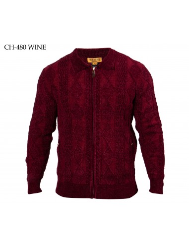 Prestige Wine Knitted Zip Up Sweater outlet