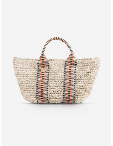 Gili Raffia Vegan Tote Bag | Natural & Hot Orange Faites des économies