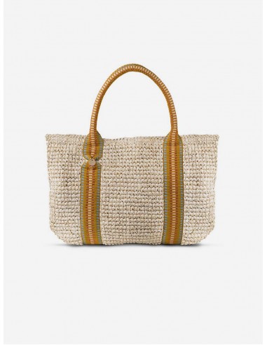 Misool Raffia Vegan Tote Bag | Natural & Copper Stripe les muscles