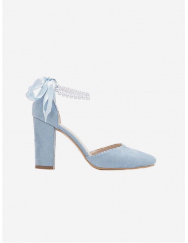 Denise Vegan Suede & Pearl Heels | Baby Blue Comparez plus de prix