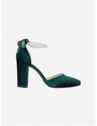 Denise Vegan Suede & Pearl Heels | Emerald Green Venez découvrir notre 