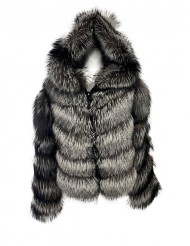 Temer Ladies Detachable Sleeve & Hood Silver Fox Jacket de l' environnement