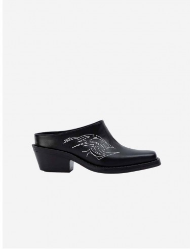 Regan Vegan Apple Leather Western Mules | Black JUSQU'A -70%! 