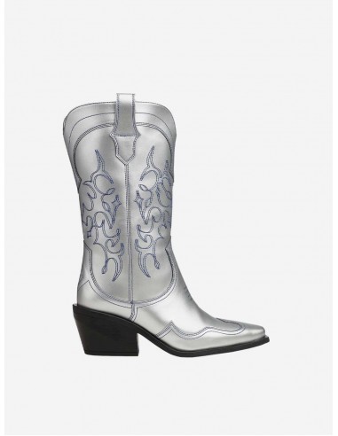 Regan II Vegan Apple Leather Cowboy Boots | Silver Dans la société mordern