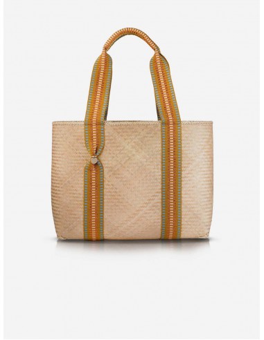 Mentawai Handwoven Bamboo Vegan Medium Tote Bag | Copper Stripe sur le site 