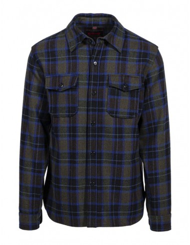 Schott NYC Spruce Plaid CPO Flannel Shirt de pas cher