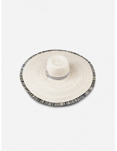 Padang Natural Lontar Palm Large Brim Hat | Black & Cream Stripe Comparez et commandez 