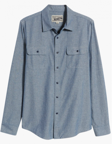 Schott NYC Herringbone Fine Pattern Button-Up Shirt pas chere