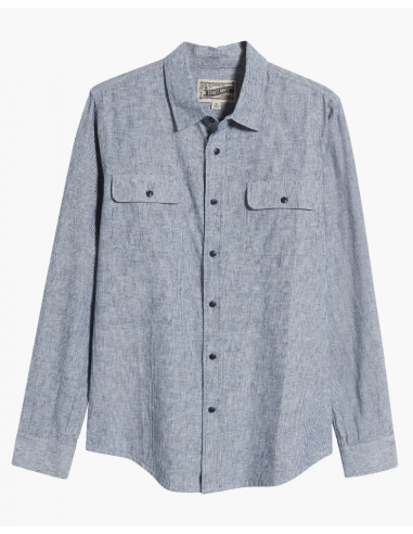 Schott NYC Ticking Cloth Fine Pattern Button-Up Shirt à prix réduit toute l'année