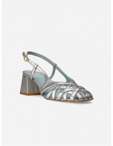 Alba Vegan Apple Leather Heeled Sandals | Silver en stock